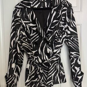 Marina Luna Black and White Zebra Print Blazer
